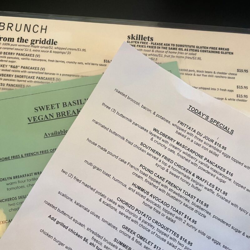 Sweet basil menu discount