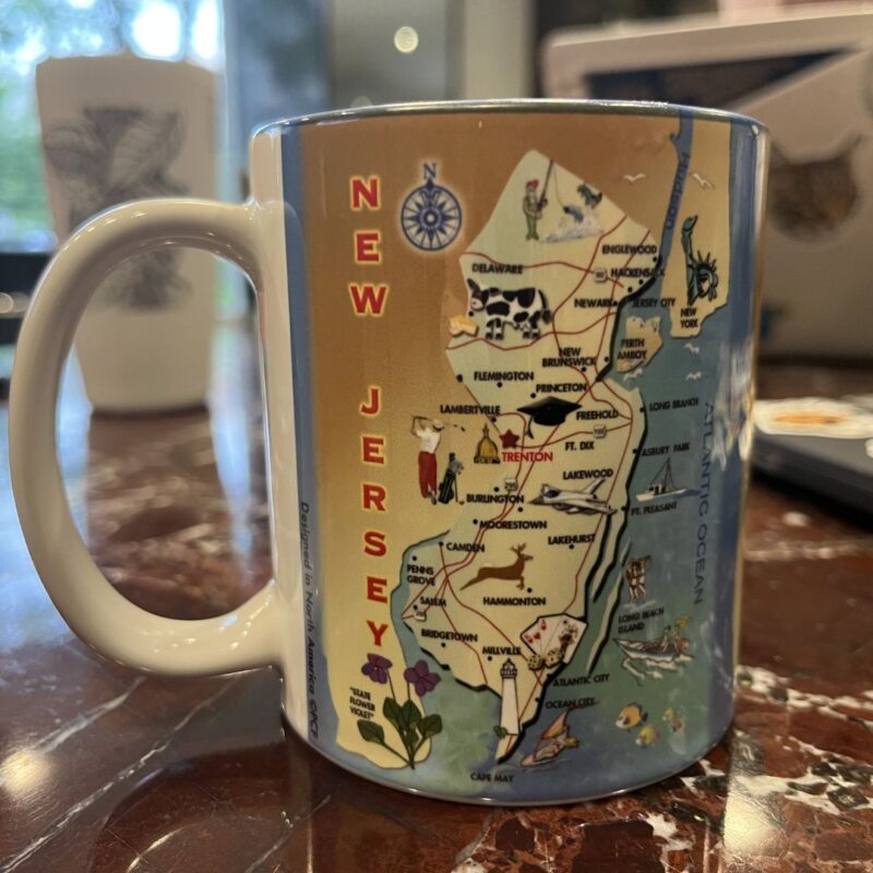 NJ map on a mug