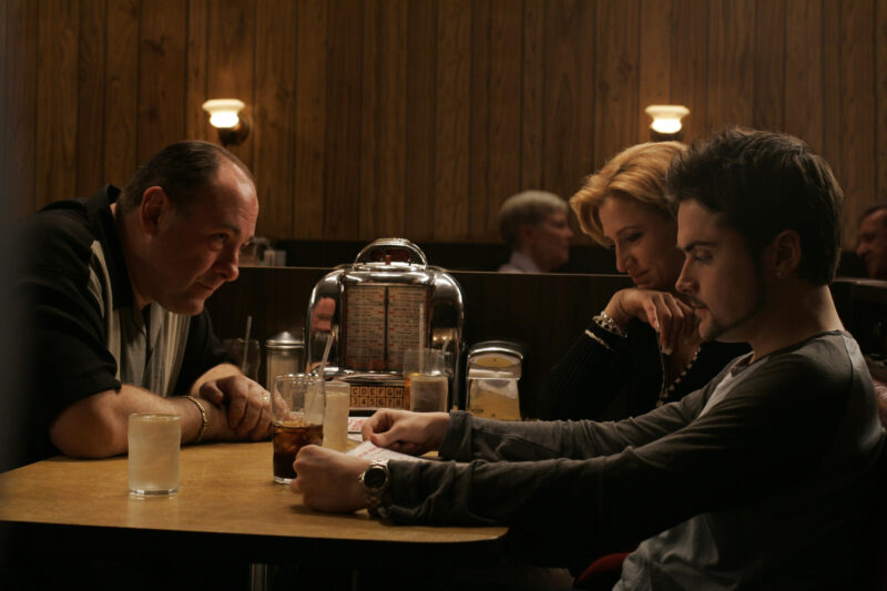 a photo of the sopranos eating a meal at holstens from the series finale