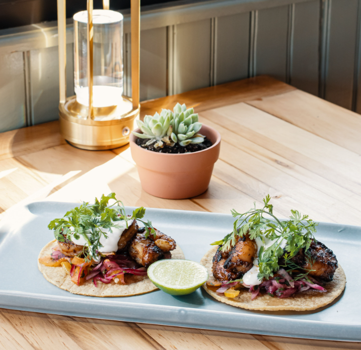 maize chorizo spiced shrimp tacos