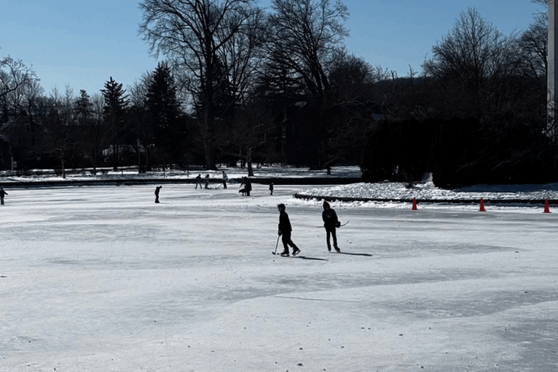 skating on edgemont pond in montclair